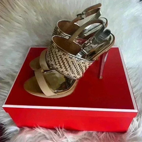 Coach Steffi Heeled Sandals – Natural/Silver, Size 6B High Heels Strap Pumps - Picture 13 of 16